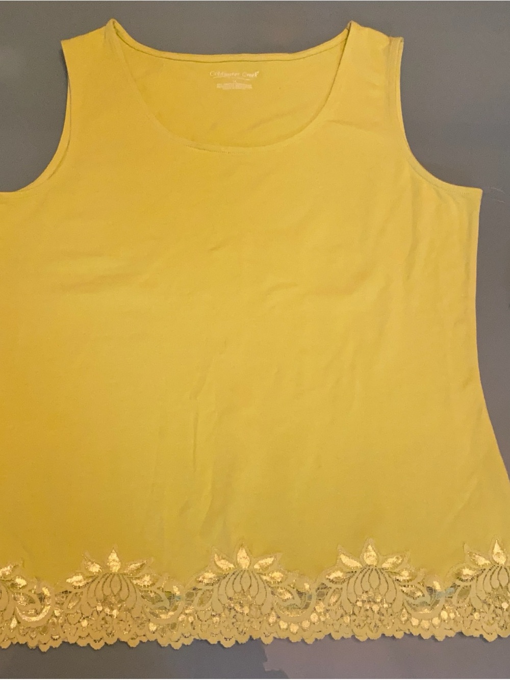 Cold water Creek Yellow Lace-Hem Tank Top size M